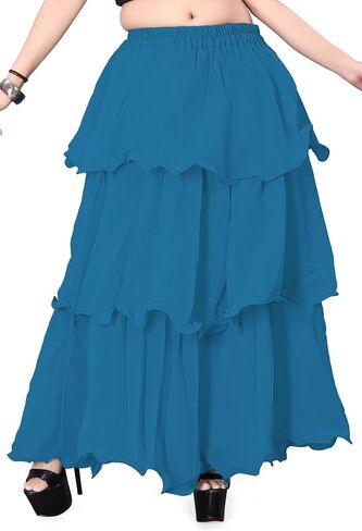 Chiffon 3 Layer Belly Dancing Troupe Skirt Flair 3 Layer Tribal Dance Skirt for Girls C3 in Saudi Arabia