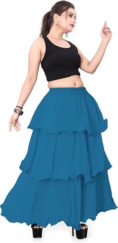 Chiffon 3 Layer Belly Dancing Troupe Skirt Flair 3 Layer Tribal Dance Skirt for Girls C3 in Saudi Arabia