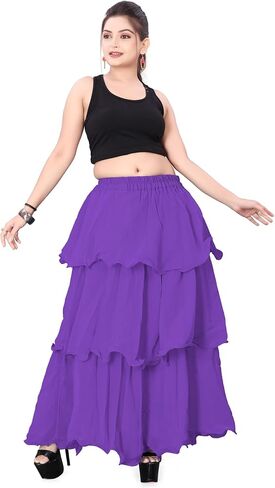 Chiffon 3 Layer Belly Dancing Troupe Skirt Flair 3 Layer Tribal Dance Skirt for Girls C3 in Saudi Arabia