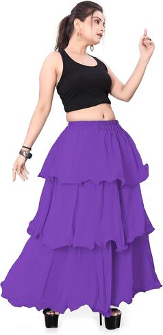 Chiffon 3 Layer Belly Dancing Troupe Skirt Flair 3 Layer Tribal Dance Skirt for Girls C3 in Saudi Arabia