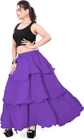 Chiffon 3 Layer Belly Dancing Troupe Skirt Flair 3 Layer Tribal Dance Skirt for Girls C3 in Saudi Arabia