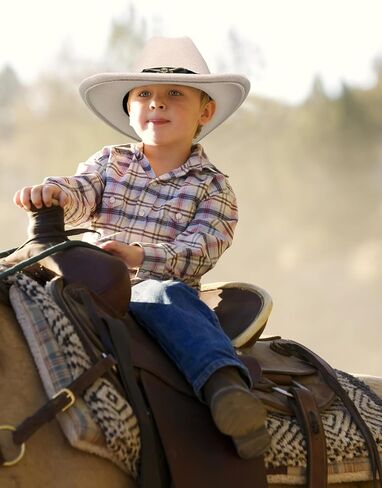 JOYEBUY Kids Western Cowboy Hat Felt Cowgirl Fedora Hat with Buckle Belt for Boys Girls in Kuwait