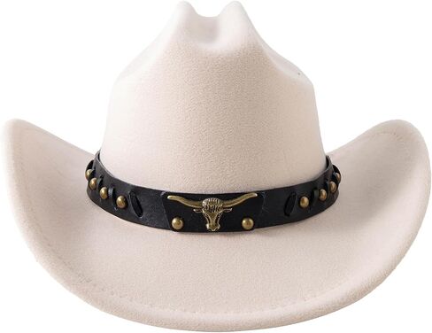 JOYEBUY Kids Western Cowboy Hat Felt Cowgirl Fedora Hat with Buckle Belt for Boys Girls in Kuwait