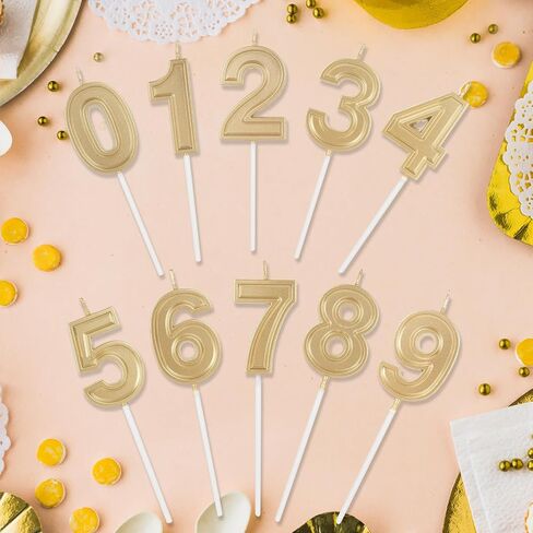 BEAN LIEVE Vibrant Blue 0-9 Number Candles 10pc, Age Birthday Cake Toppers, Anniversary Wedding Party Decorations Supplies (Sapphire Candles Set) in Kuwait