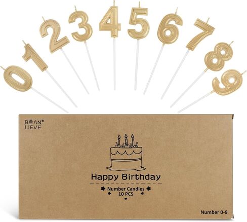 BEAN LIEVE Vibrant Blue 0-9 Number Candles 10pc, Age Birthday Cake Toppers, Anniversary Wedding Party Decorations Supplies (Sapphire Candles Set) in Kuwait