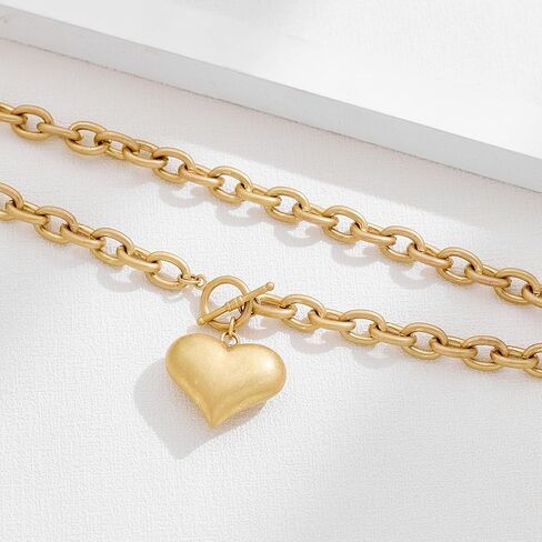 Gold Siver Heart Necklace for Women Trendy Chunky Choker Necklaces Jewelry for Women in Saudi Arabia