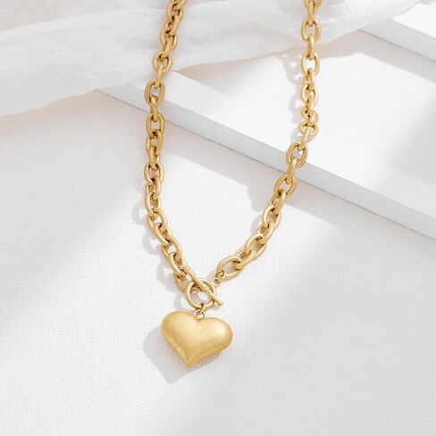 Gold Siver Heart Necklace for Women Trendy Chunky Choker Necklaces Jewelry for Women in Saudi Arabia