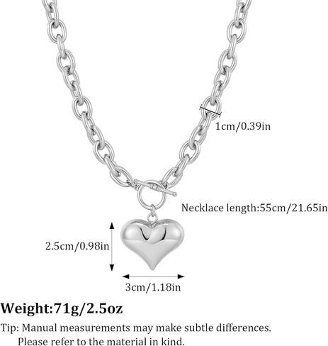 Gold Siver Heart Necklace for Women Trendy Chunky Choker Necklaces Jewelry for Women in Saudi Arabia