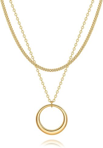 CANEVINKA 18K Gold Plate Coin Pendant Necklace for Women Dainty Compass Sunflower Necklaces Personalized Chain Layered Jewelry in Kuwait