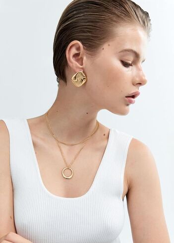 CANEVINKA 18K Gold Plate Coin Pendant Necklace for Women Dainty Compass Sunflower Necklaces Personalized Chain Layered Jewelry in Kuwait