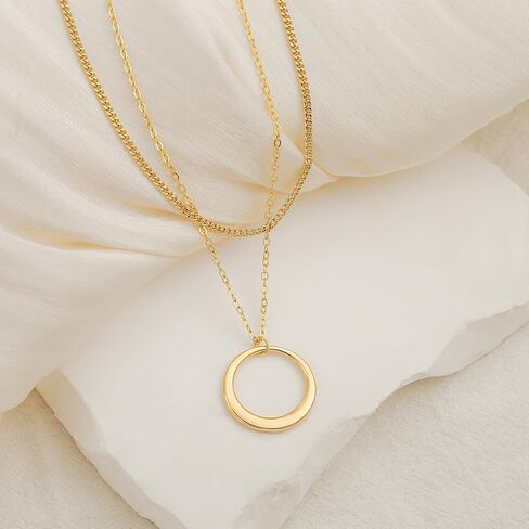 CANEVINKA 18K Gold Plate Coin Pendant Necklace for Women Dainty Compass Sunflower Necklaces Personalized Chain Layered Jewelry in Kuwait