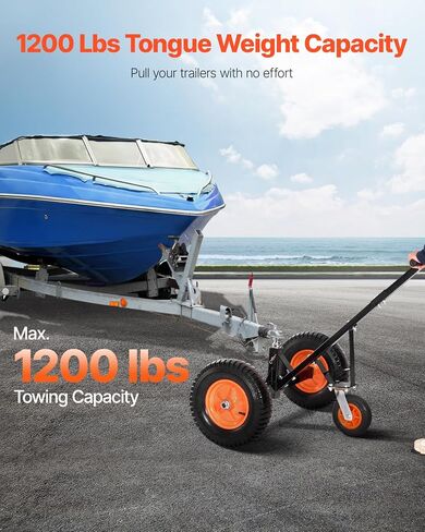 VEVOR Trailer Dolly, 1200lbs Tongue Weight Capacity, Carbon Steel Trailer Mover with 18 inch and 22 inch Height Adjustable Trailer Dolly, 2 inch Ball, 15.2 inch Pneumatic Tires, for Moving RV in Saudi Arabia