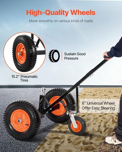 VEVOR Trailer Dolly, 1200lbs Tongue Weight Capacity, Carbon Steel Trailer Mover with 18 inch and 22 inch Height Adjustable Trailer Dolly, 2 inch Ball, 15.2 inch Pneumatic Tires, for Moving RV in Saudi Arabia