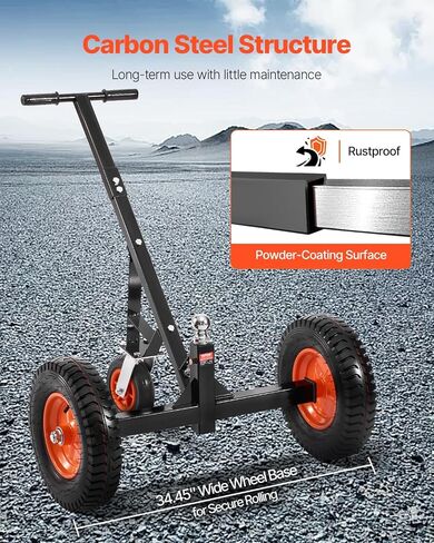 VEVOR Trailer Dolly, 1200lbs Tongue Weight Capacity, Carbon Steel Trailer Mover with 18 inch and 22 inch Height Adjustable Trailer Dolly, 2 inch Ball, 15.2 inch Pneumatic Tires, for Moving RV in Saudi Arabia