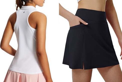 baleaf Women's White Golf Shirts & Black Skorts L in Saudi Arabia