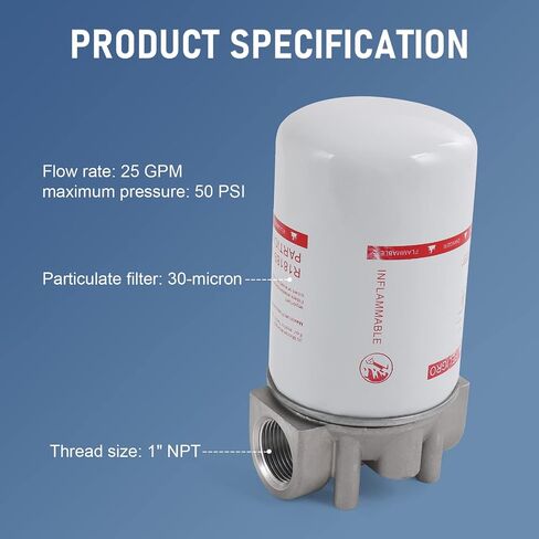 High Flow Fuel Filter, 1" NPT 30 Micron Spin-on Cartridge Style for Mobile and Stationary Fuel Pump Tank Boat in Saudi Arabia