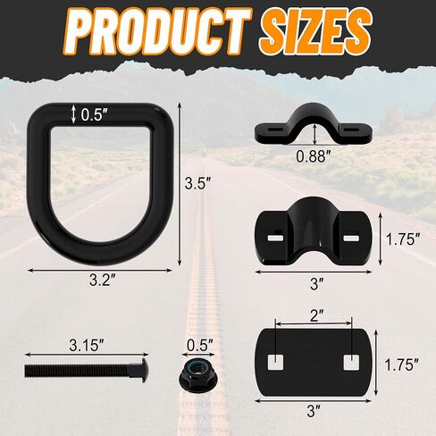 1/2" D Ring Tie Down Anchors Heavy Duty Bolt-On Forged D Ring, 12000Lbs Break Strength Tie Down Anchors Hooks for Trailers, Vans, Trucks, Rvs and Cargo Tie Downs with Screws & Bolts (4PCS) in Saudi Arabia