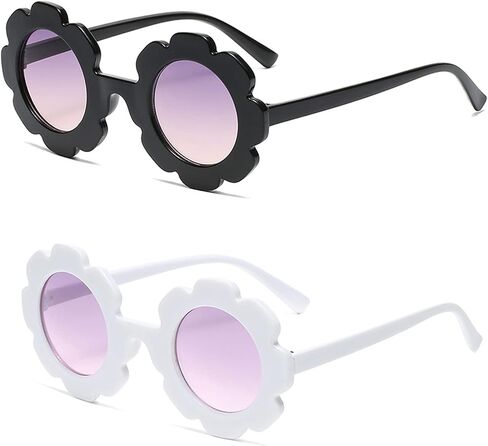 Kids Round Flower Sunglasses Girl flower Shaped Sunglasses Cute Kids Eyewear for Pool Beach Outdoor Age 2-10 Years in Kuwait