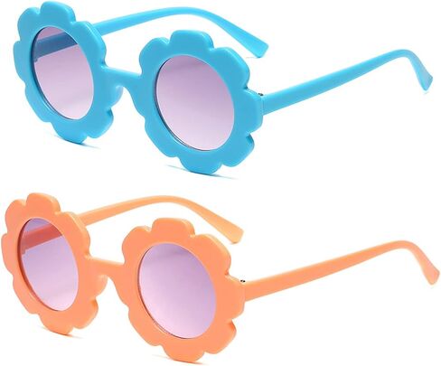 Kids Round Flower Sunglasses Girl flower Shaped Sunglasses Cute Kids Eyewear for Pool Beach Outdoor Age 2-10 Years in Kuwait