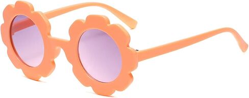 Kids Round Flower Sunglasses Girl flower Shaped Sunglasses Cute Kids Eyewear for Pool Beach Outdoor Age 2-10 Years in Kuwait