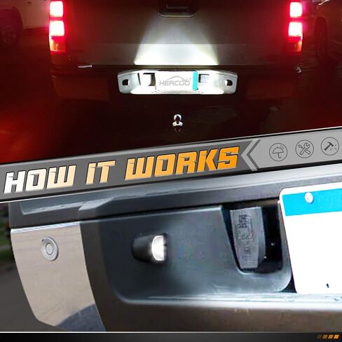 HERCOO LED License Plate Light Lamp Lens White Bulbs Black Rear Housing Compatible with 1999 after Silverado Sierra Avalanche Suburban Escalade Yukon GMC Cadillac Truck Step Bumper, Pack of 2 in Saudi Arabia