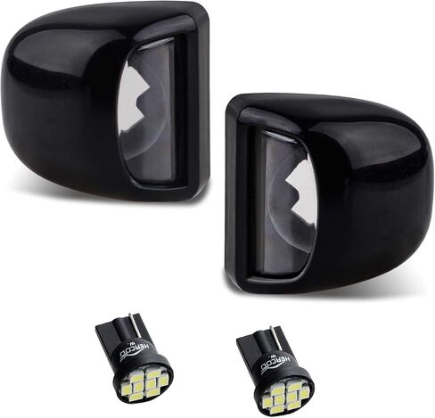 HERCOO LED License Plate Light Lamp Lens White Bulbs Black Rear Housing Compatible with 1999 after Silverado Sierra Avalanche Suburban Escalade Yukon GMC Cadillac Truck Step Bumper, Pack of 2 in Saudi Arabia
