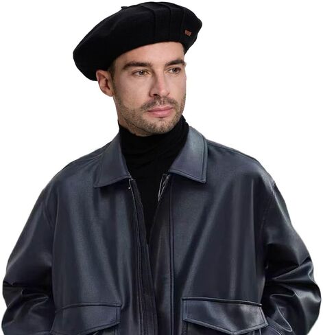 Wool Black Beret Cap Men Large French Beret Hats for Women Stainless Steel Beaded Hat Punk Accessories in Saudi Arabia