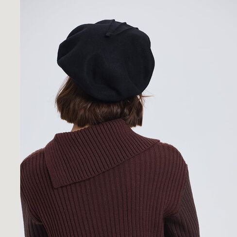 Wool Black Beret Cap Men Large French Beret Hats for Women Stainless Steel Beaded Hat Punk Accessories in Saudi Arabia