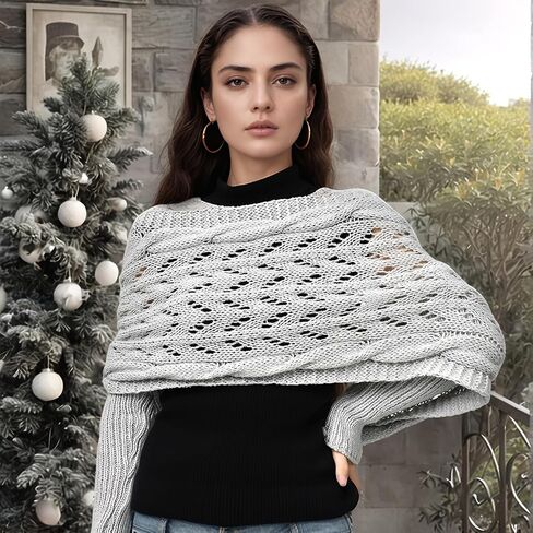 Scarf with Sleeves for Women, Knitted Cable Wrap, Multifunctional Crochet Shrug Sweater Wrap with Sleeves in Saudi Arabia