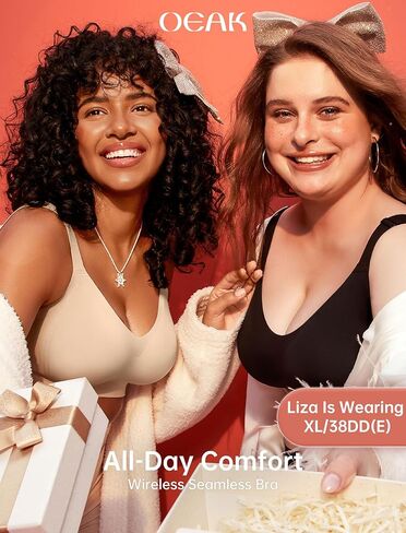 OEAK Womens Wireless Seamless Bras Full Coverage Supportive Lounge Bra Push Up Plus Size Everyday Bra Comfortable Tshirt Bras in Kuwait