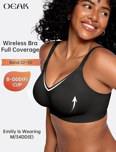 OEAK Womens Wireless Seamless Bras Full Coverage Supportive Lounge Bra Push Up Plus Size Everyday Bra Comfortable Tshirt Bras in Kuwait