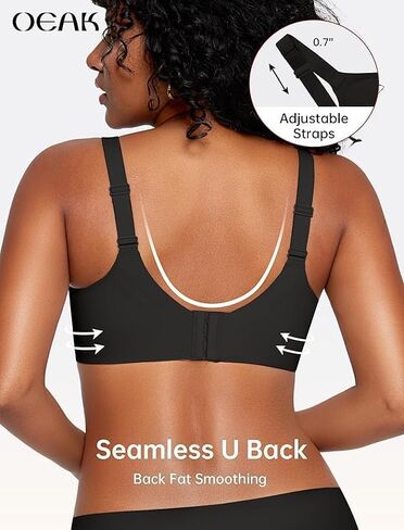 OEAK Womens Wireless Seamless Bras Full Coverage Supportive Lounge Bra Push Up Plus Size Everyday Bra Comfortable Tshirt Bras in Kuwait