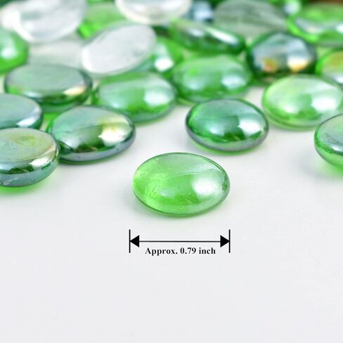 Flat Glass Marble Vase Fillers, 1LB Green Mixed Color Flat Gems Pebbles Aquarium Decoration in Saudi Arabia