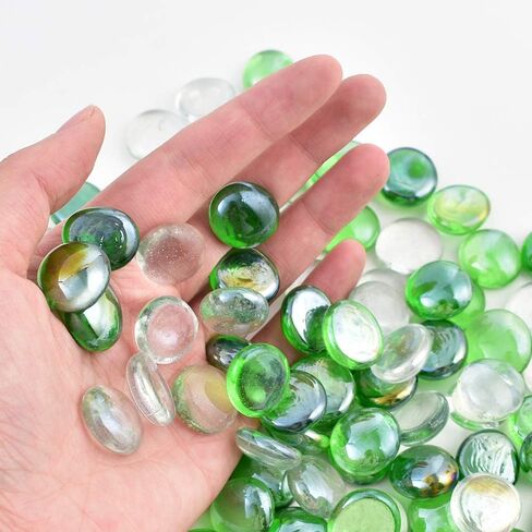 Flat Glass Marble Vase Fillers, 1LB Green Mixed Color Flat Gems Pebbles Aquarium Decoration in Saudi Arabia