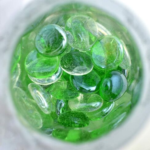 Flat Glass Marble Vase Fillers, 1LB Green Mixed Color Flat Gems Pebbles Aquarium Decoration in Saudi Arabia