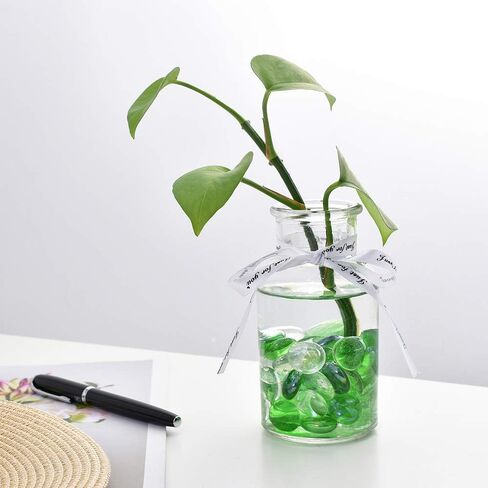 Flat Glass Marble Vase Fillers, 1LB Green Mixed Color Flat Gems Pebbles Aquarium Decoration in Saudi Arabia