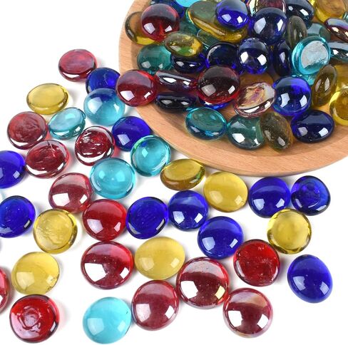 Flat Glass Marble Vase Fillers, 1LB Green Mixed Color Flat Gems Pebbles Aquarium Decoration in Saudi Arabia
