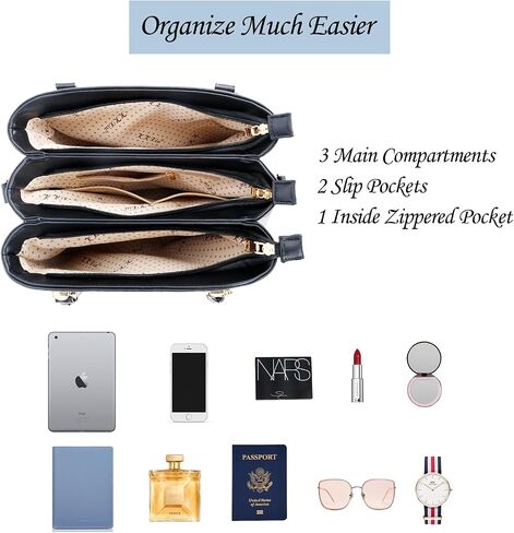 KKXIU 3 Zippered Compartments Purses and Handbags for Women Top Handle Satchel Shoulder Ladies Bags in Saudi Arabia