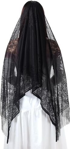 Milakoo Lace Shawel وشاح الدانتيل الزهري للنساء مع Tassel الأنيقة Mantilla Savels for Feast in Kuwait