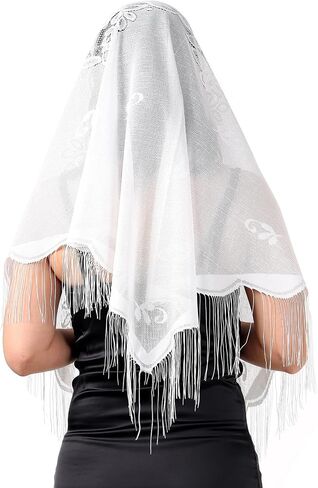 Milakoo Lace Shawel وشاح الدانتيل الزهري للنساء مع Tassel الأنيقة Mantilla Savels for Feast in Kuwait