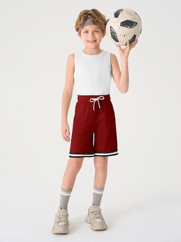 Haloumoning Boys Athletic Basketball Shorts Kids Mesh Active Quick Dry Shorts with Pockets 5-14 Years in Saudi Arabia