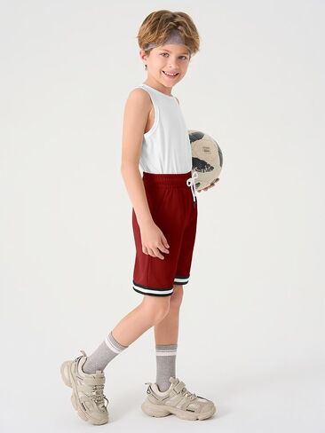 Haloumoning Boys Athletic Basketball Shorts Kids Mesh Active Quick Dry Shorts with Pockets 5-14 Years in Saudi Arabia