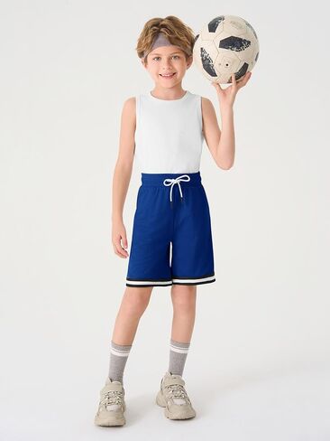 Haloumoning Boys Athletic Basketball Shorts Kids Mesh Active Quick Dry Shorts with Pockets 5-14 Years in Kuwait