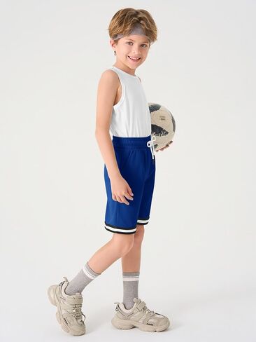 Haloumoning Boys Athletic Basketball Shorts Kids Mesh Active Quick Dry Shorts with Pockets 5-14 Years in Kuwait