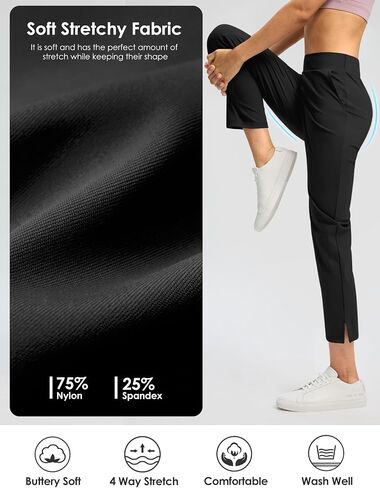G Gradual Women's Pants Ankle 7/8 Golf Pants 3 Pockets Stretchy Travel Pants Inner Drawstring for Work Business Casual in Kuwait