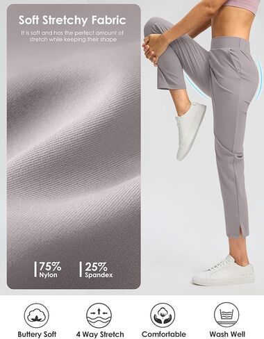 G Gradual Women's Pants Ankle 7/8 Golf Pants 3 Pockets Stretchy Travel Pants Inner Drawstring for Work Business Casual in Kuwait