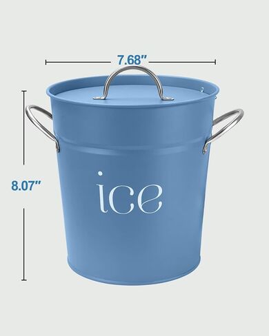 3Qt White Galvanized Ice Bucket with Lid, Scoop & Handles - Ideal for Cocktails, Parties, BBQs, Wine & Champagne. Double-Layer Insulated Outer & Galvanized Inner Layer, Perfect for Home & Outdoor Use in Saudi Arabia
