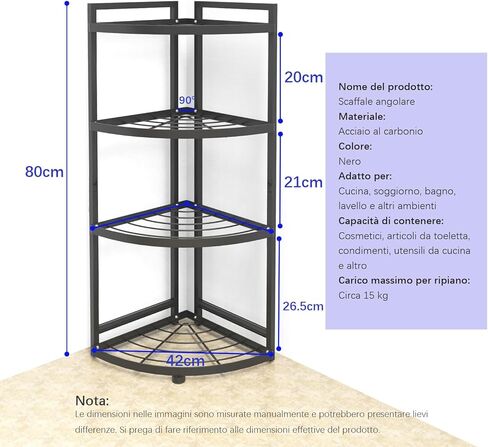 RA01,2-Tier Kitchen Storage Rack, Corner Rack Shelves, Pot Storage Rack H*31cm/W*30cm in Kuwait