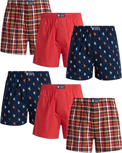 U.S. Polo Assn. Men's Underwear - Woven Boxers with Functional Fly (6 Pack) in Saudi Arabia