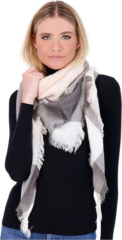 Plaid Blanket Scarf Winter Warm Fall Scarfs for Women, Lightweight Woven Soft Oversized Stylish Tartan Scarves Shawl Wraps in Kuwait